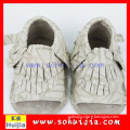 2015 HOT selling shoes shanghai handmade khaki cow leather flat tassels baby wrestling shoes